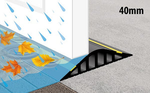An illustration which shows how the 40mm garage door water barrier keeps a garage clean and dry