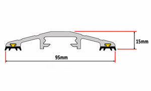 Illustration of the dimensions of the 15mm commercial door threshold seal