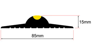 Drawing of the measurements of a 15mm garage door threshold seal