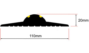 Illustration showing the dimensions of a 20mm garage door threshold seal