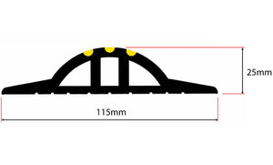 Illustration showing the dimensions of the 25mm garage door threshold seal