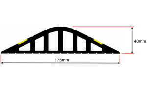 Illustration of the dimensions of a 40mm garage door water barrier